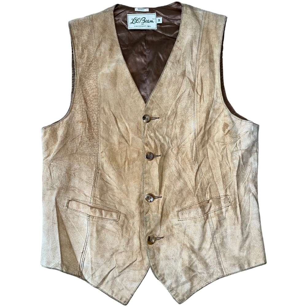 Vintage 50’s-60’s L.L. Bean Genuine Suede Satin Formal Button Vest Size Medium